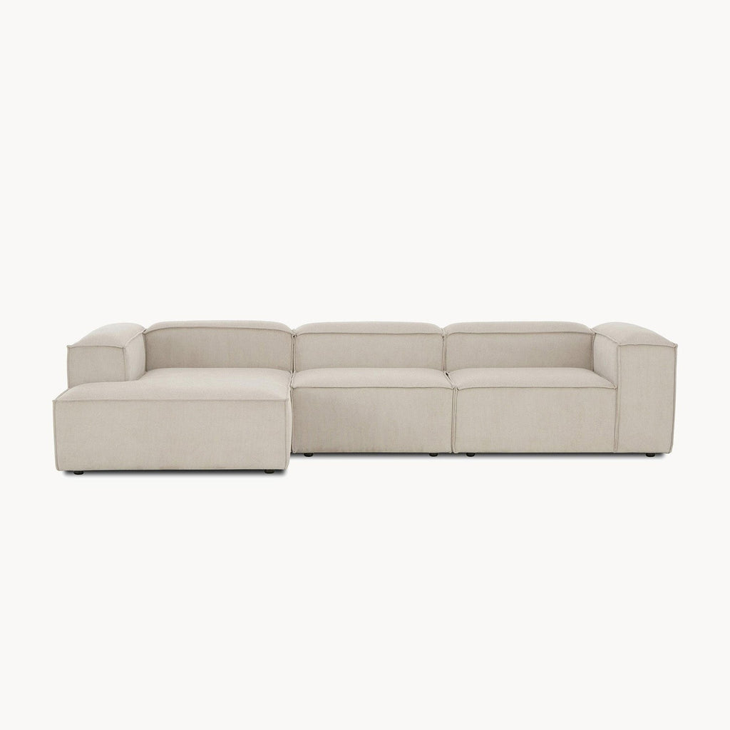ElegantEdge 2 Seater Corduroy Comfortable Creme L Shaped Sofa