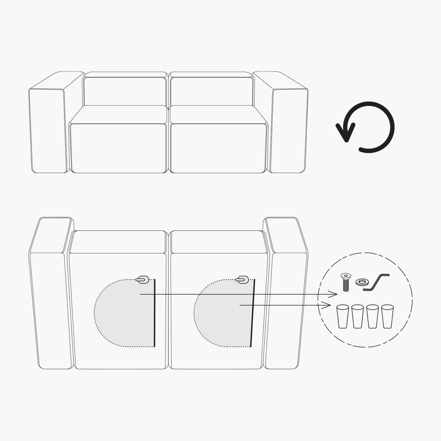 ElegantEdge 2 Seater Corduroy Comfortable Creme L Shaped Sofa