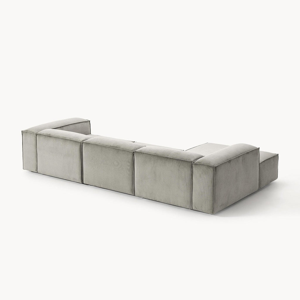 ElegantEdge 3 Seater Corduroy Grey L Shaped Sofa