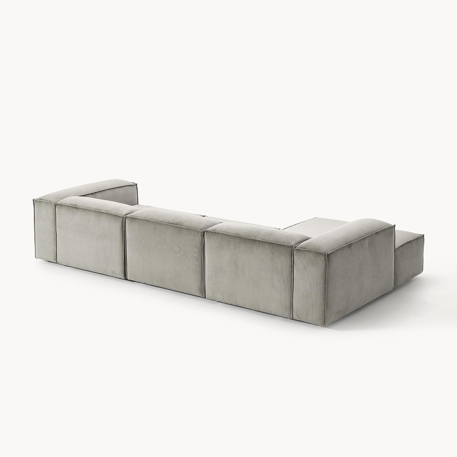 ElegantEdge 3 Seater Corduroy Grey L Shaped Sofa
