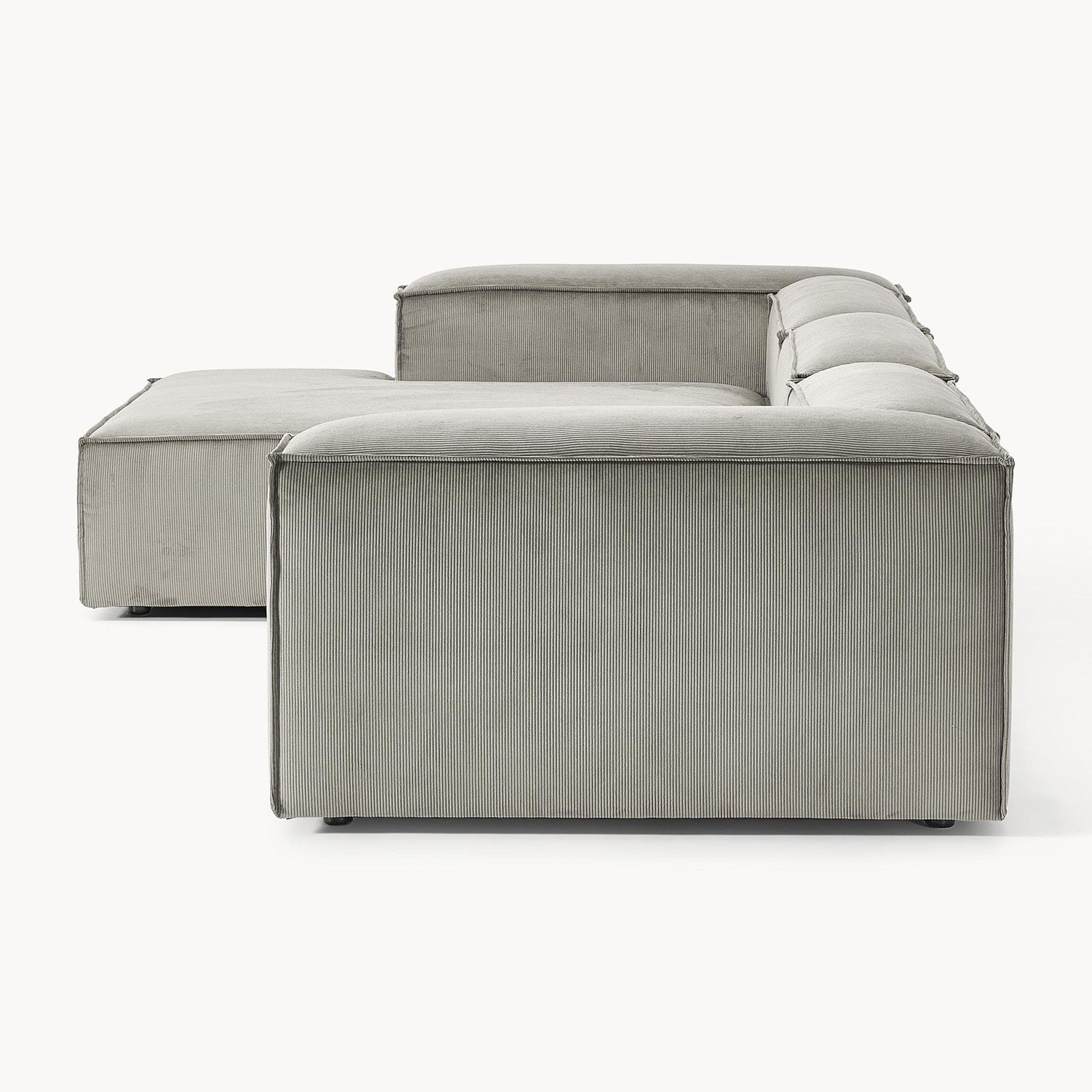 ElegantEdge 3 Seater Corduroy Grey L Shaped Sofa