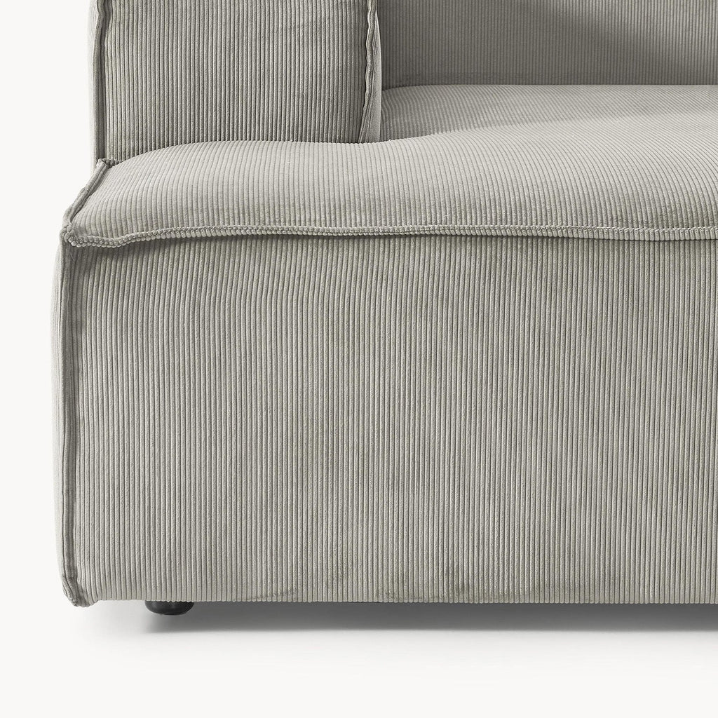 ElegantEdge 3 Seater Corduroy Grey L Shaped Sofa