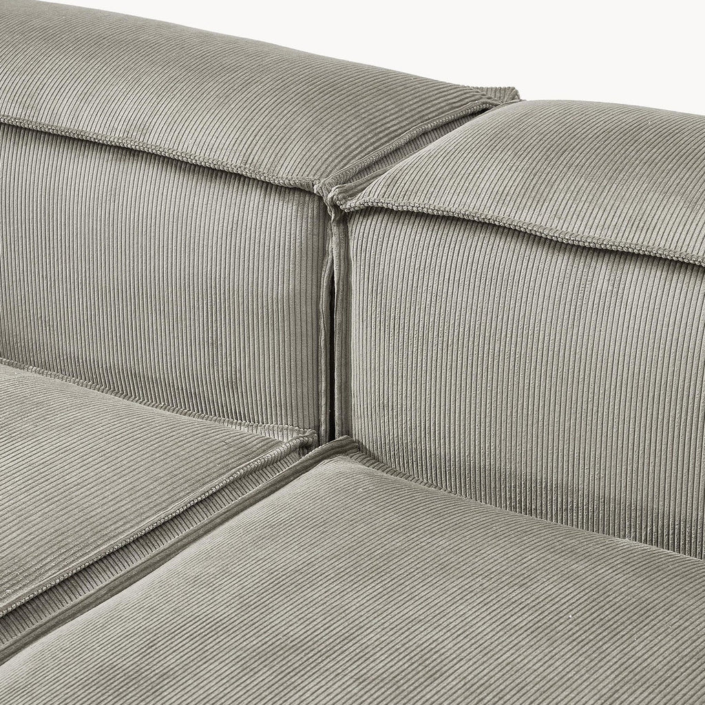 ElegantEdge 3 Seater Corduroy Grey L Shaped Sofa
