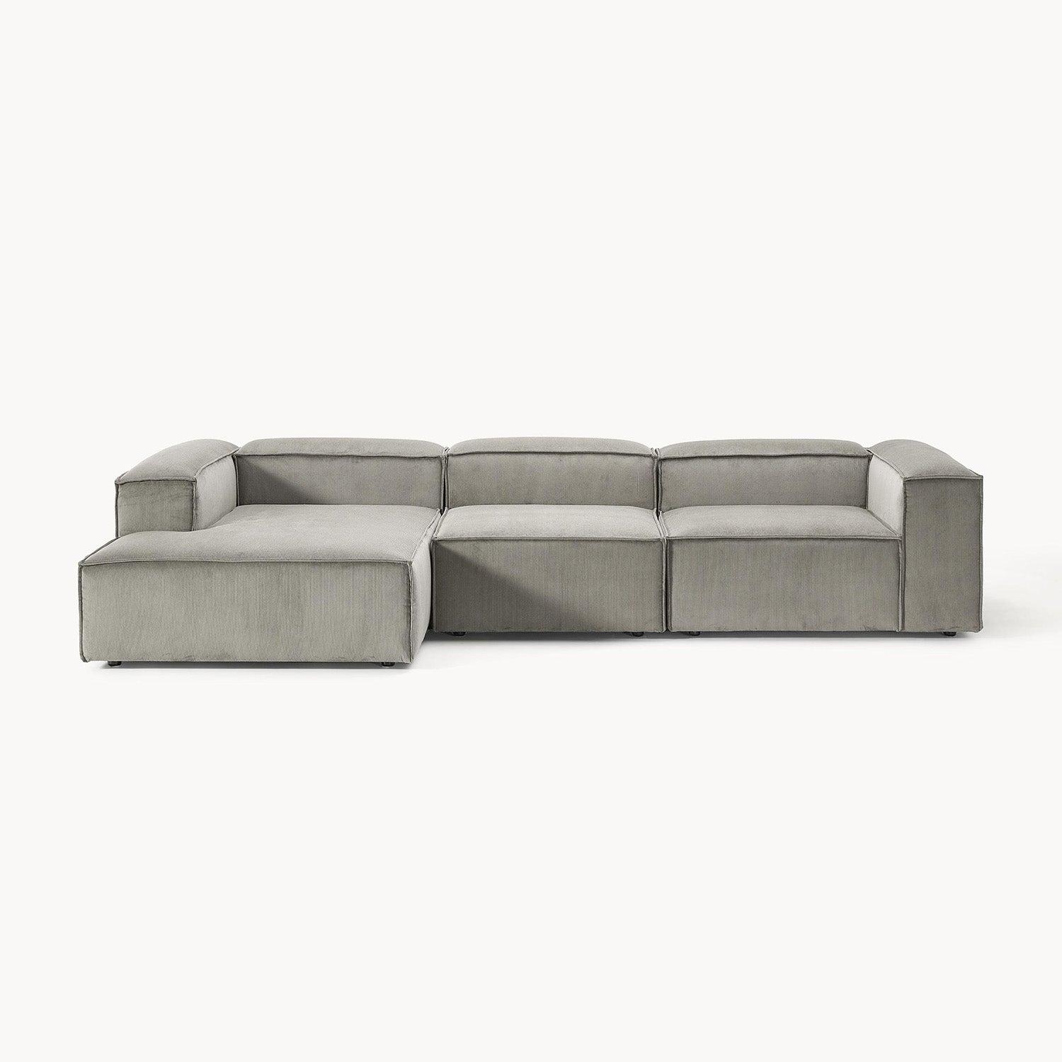 ElegantEdge 3 Seater Corduroy Grey L Shaped Sofa