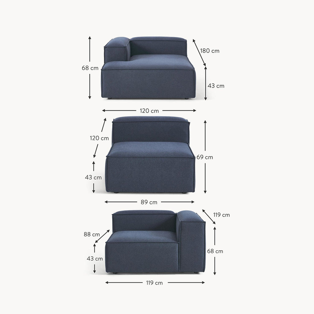 ElegantEdge 3 Seater Navy Blue L Shaped Sofa