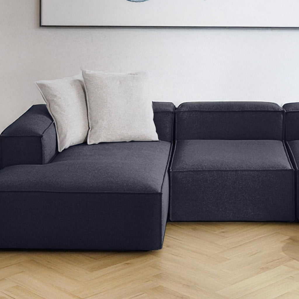 ElegantEdge 3 Seater Navy Blue L Shaped Sofa