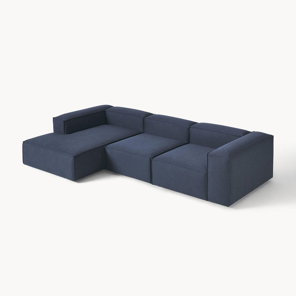 ElegantEdge 3 Seater Navy Blue L Shaped Sofa