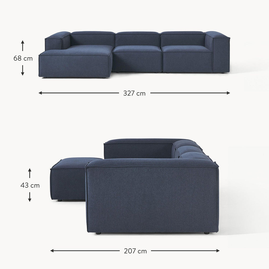 ElegantEdge 3 Seater Navy Blue L Shaped Sofa