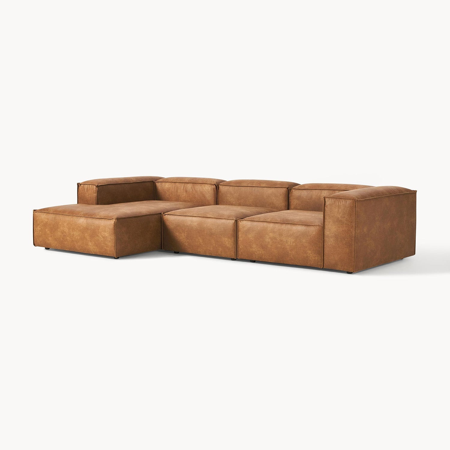 ElegantEdge 3 Seater Faux Leather L Shaped Sofa