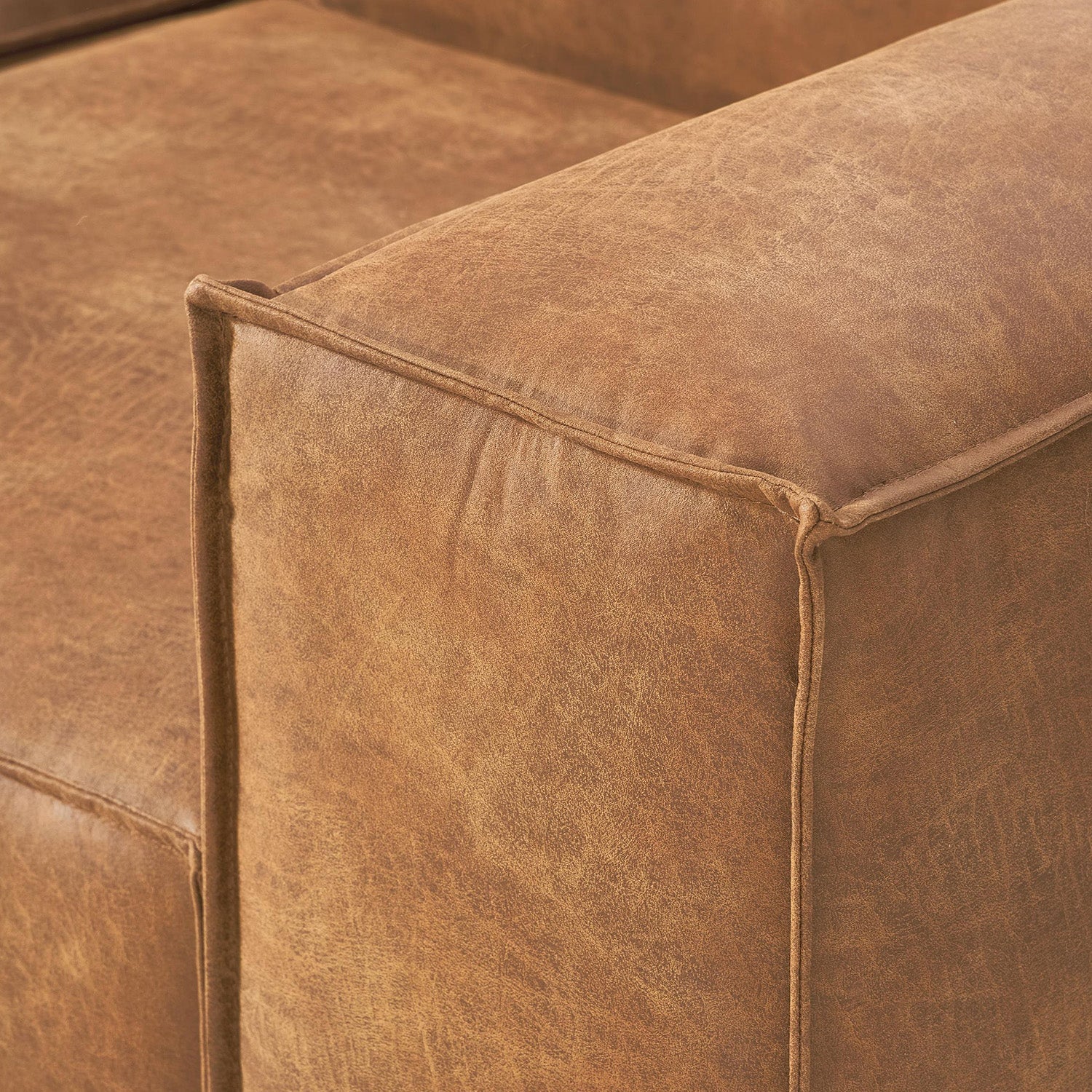 ElegantEdge 3 Seater Faux Leather L Shaped Sofa