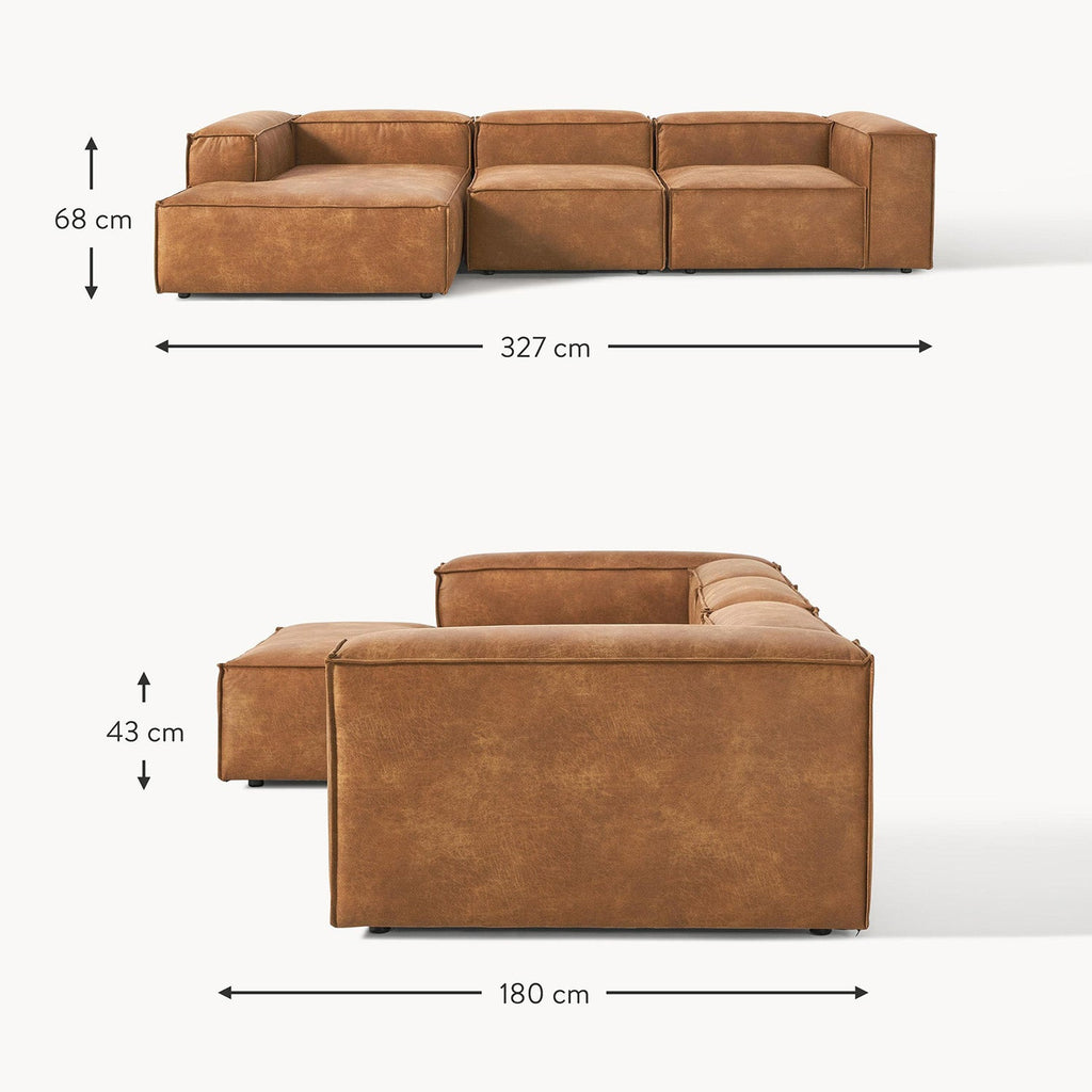 ElegantEdge 3 Seater Faux Leather L Shaped Sofa