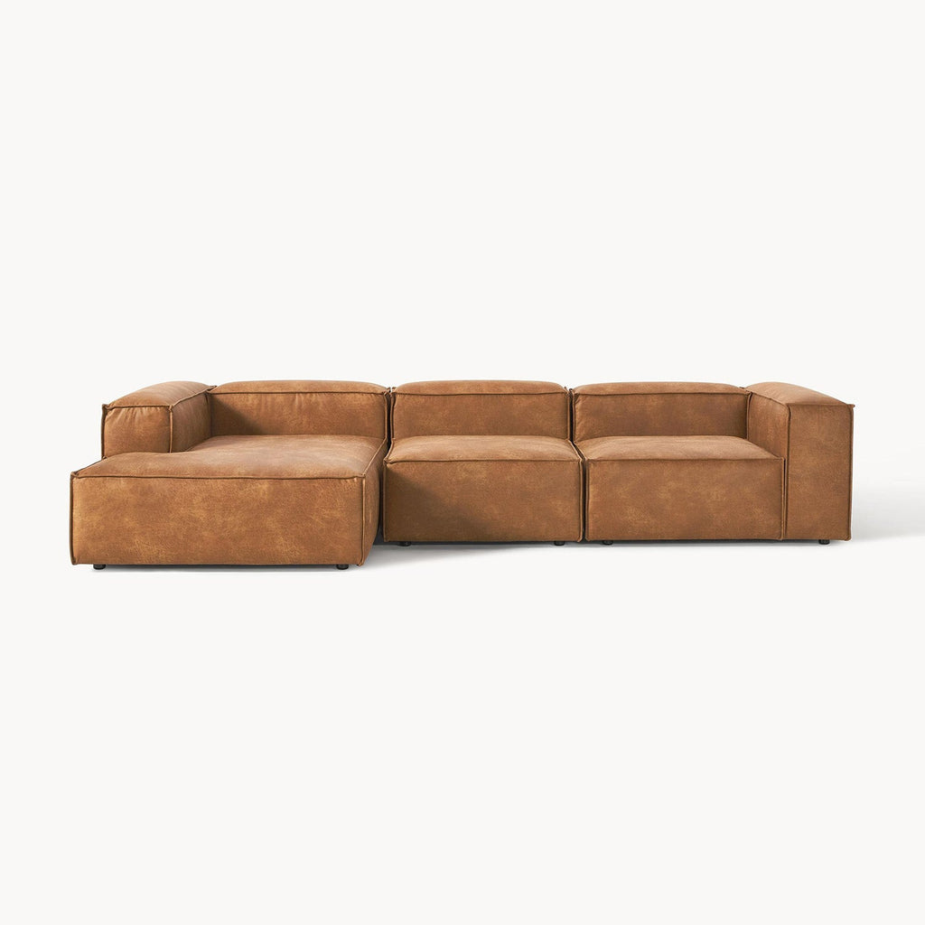 ElegantEdge 3 Seater Faux Leather L Shaped Sofa
