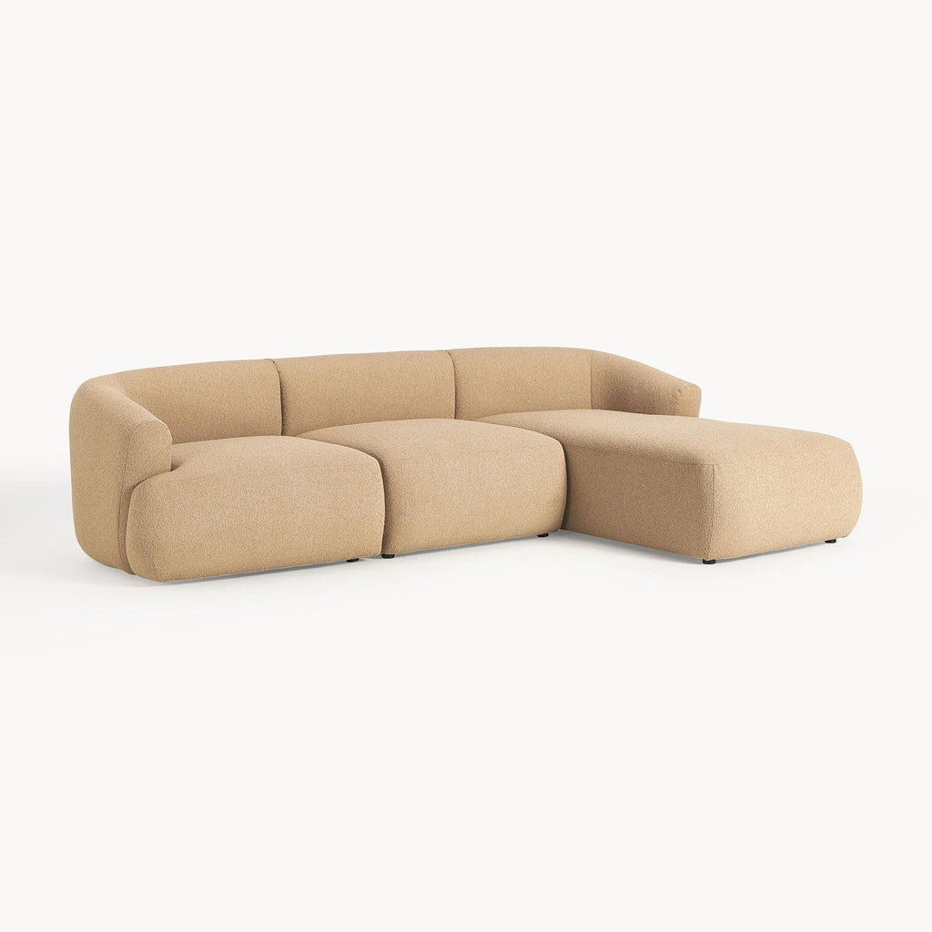 ZenLiving 3 Seater Beige Boucle L Shaped Sofa