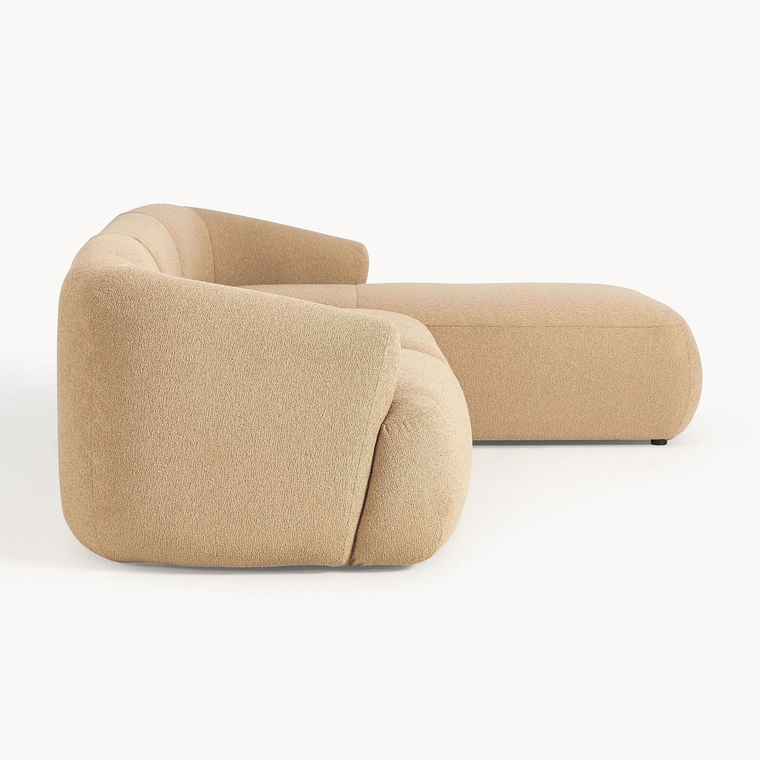 ZenLiving 3 Seater Beige Boucle L Shaped Sofa