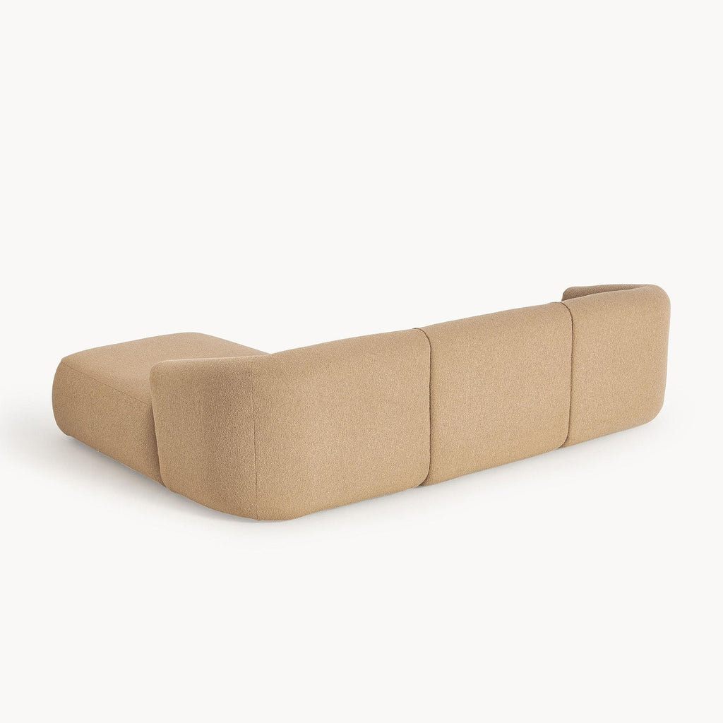 ZenLiving 3 Seater Beige Boucle L Shaped Sofa