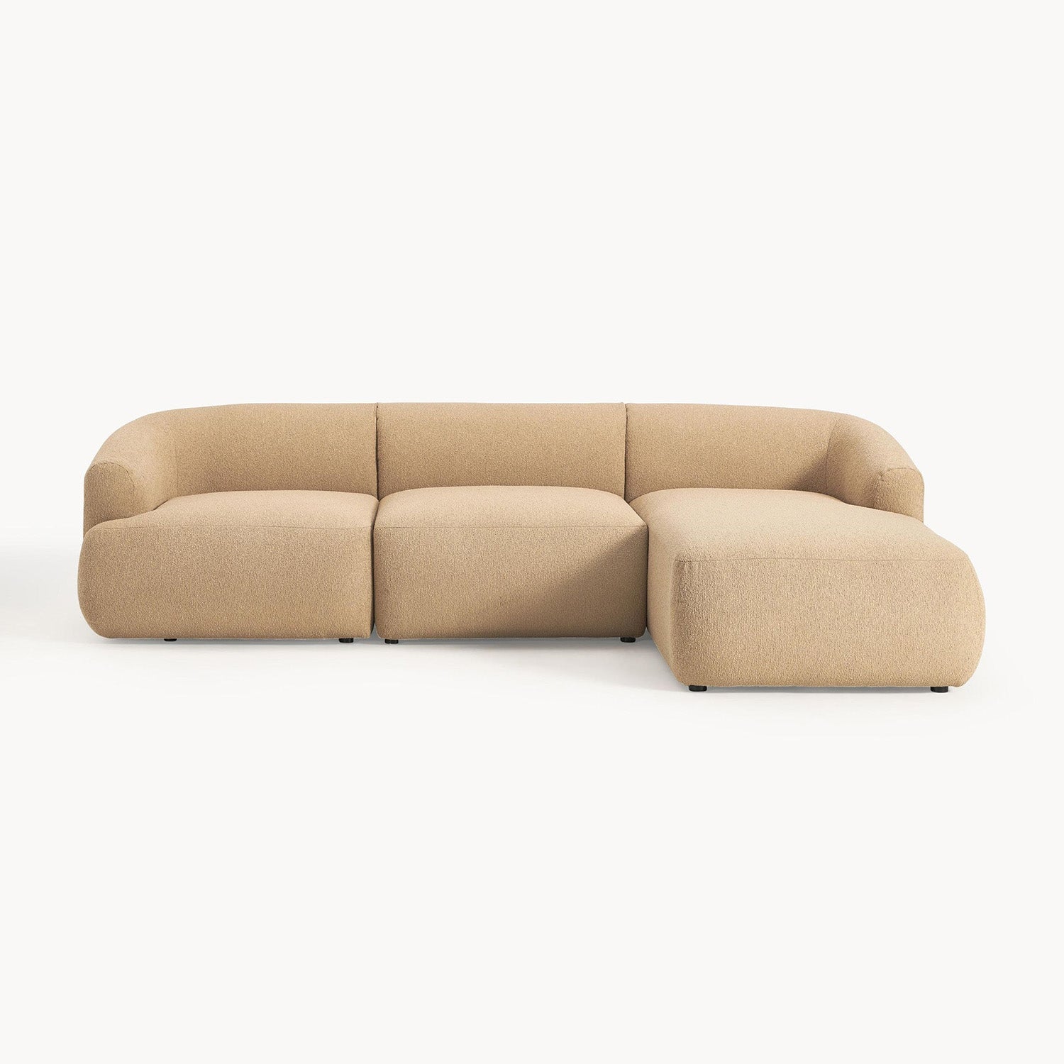 ZenLiving 3 Seater Beige Boucle L Shaped Sofa