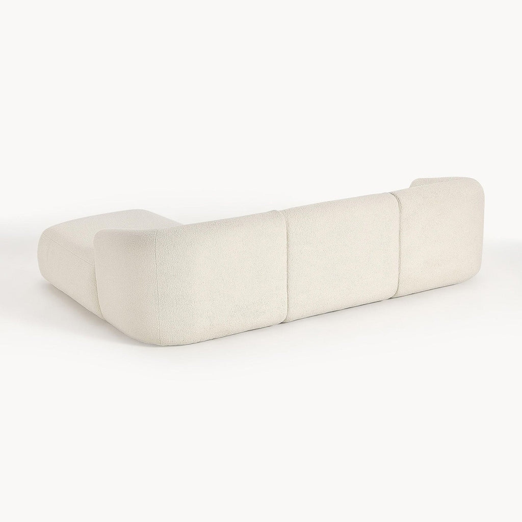 ZenLiving 3 Seater Creme Boucle L Shaped Sofa