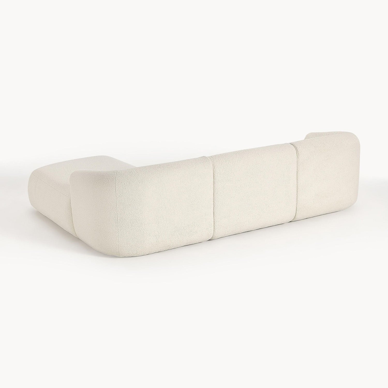 ZenLiving 3 Seater Creme Boucle L Shaped Sofa