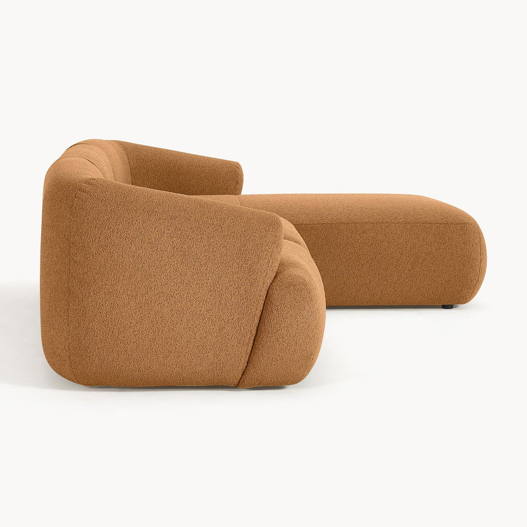 ZenLiving 3 Seater Tan Boucle L Shaped Sofa