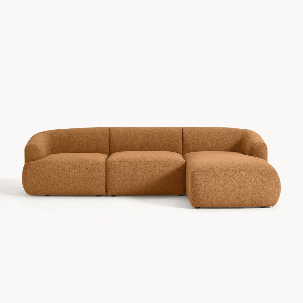 ZenLiving 3 Seater Tan Boucle L Shaped Sofa