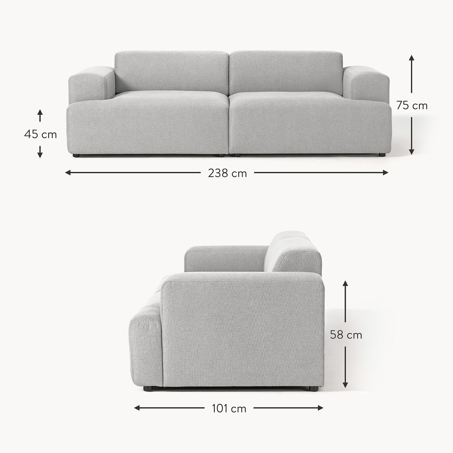 ComfortHaven Chic 2 Seater Sofa Grey