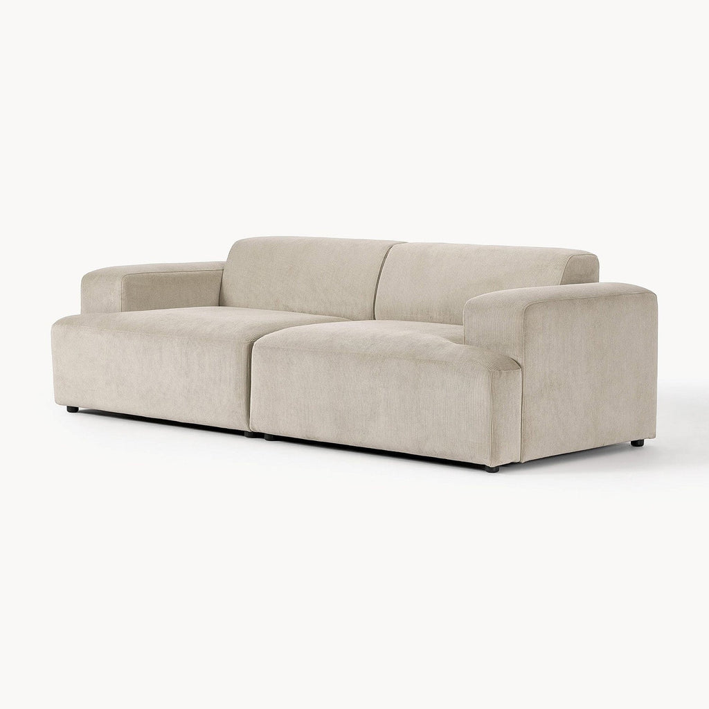 ComfortHaven Corduroy 2 Seater Sofa Beige