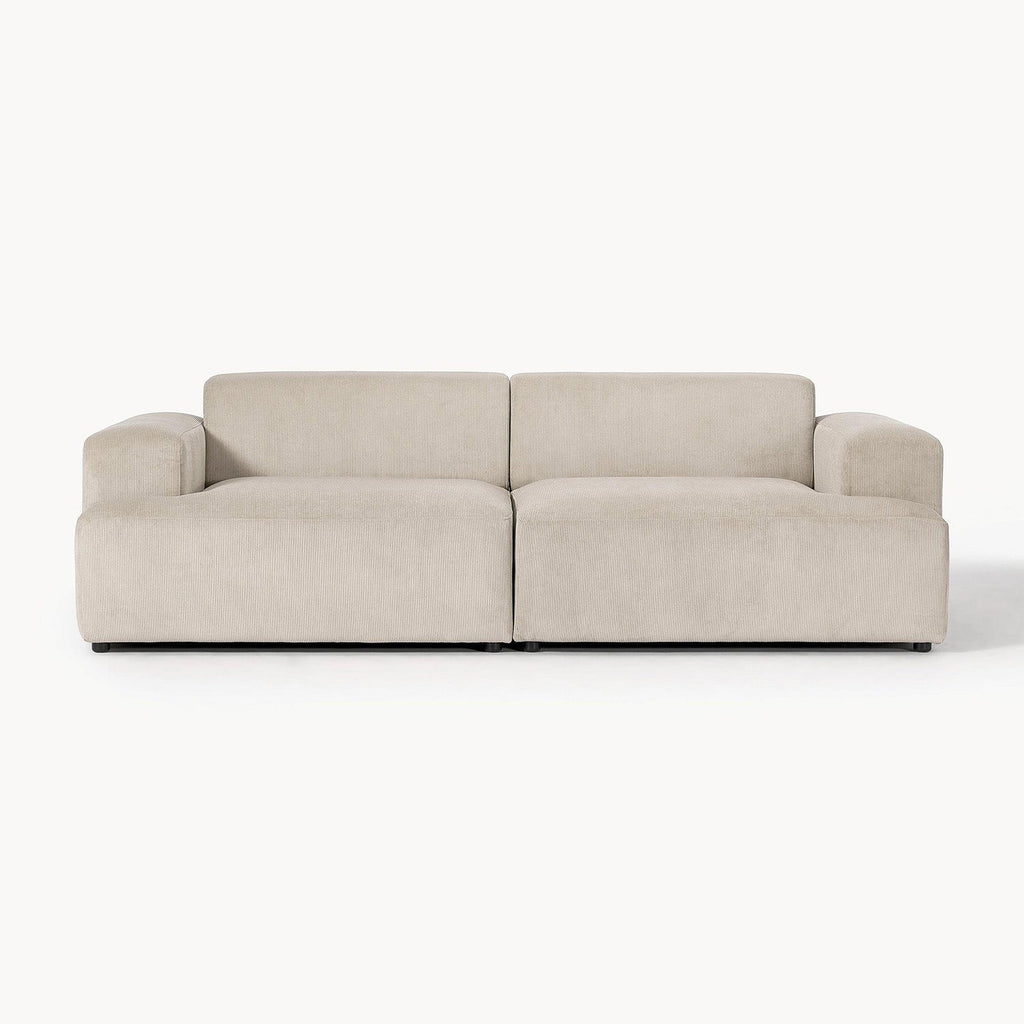 ComfortHaven Corduroy 2 Seater Sofa Beige