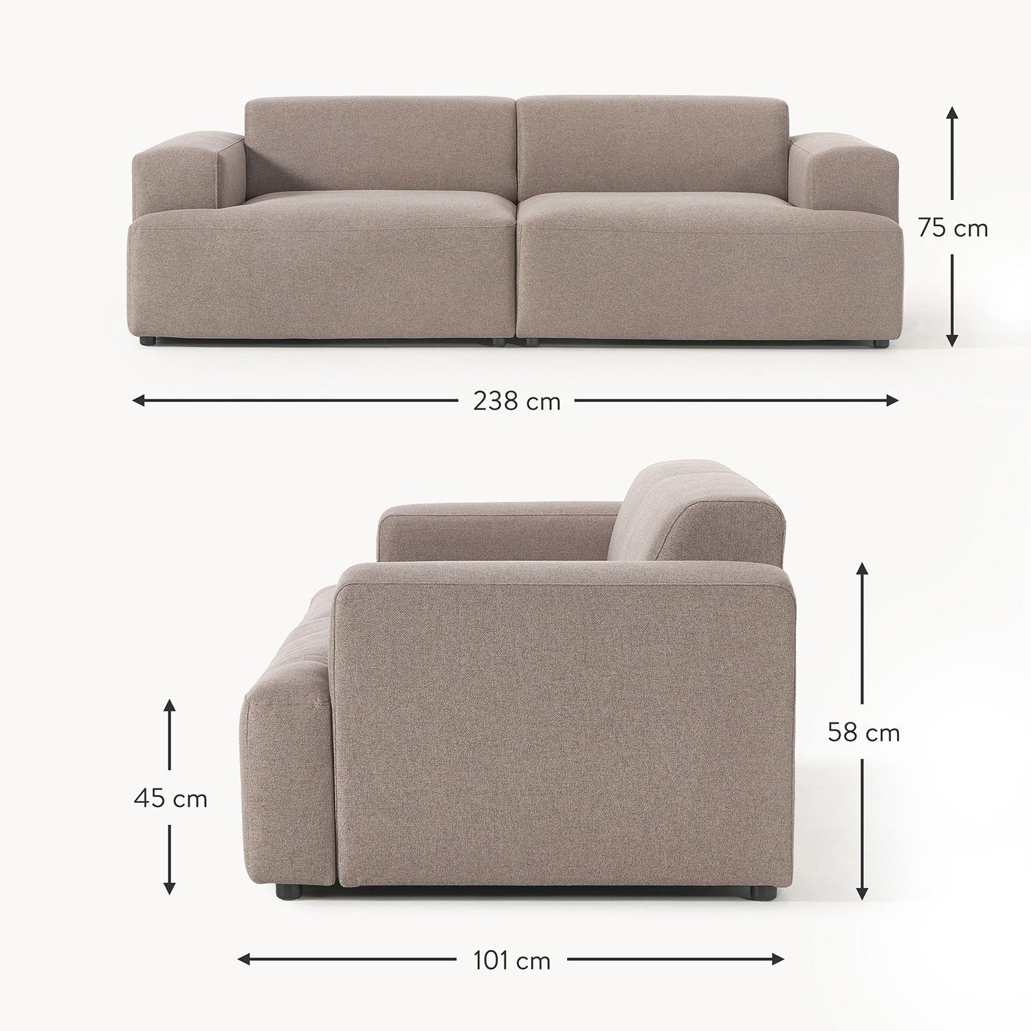 ComfortHaven 2 Seater Sofa Mouse Grey