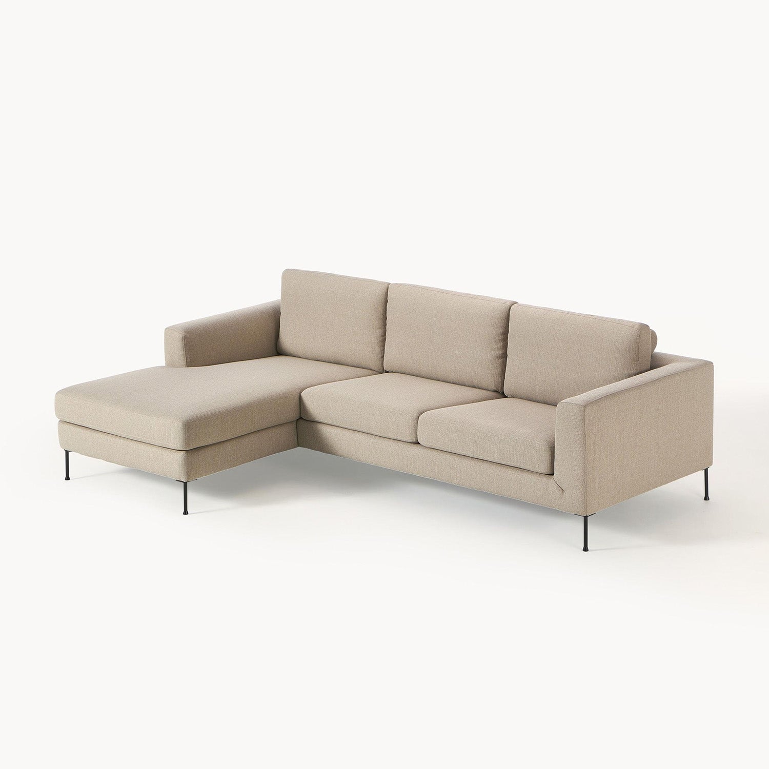 ModernElegance L Shaped 3 Seater Sofa Beige