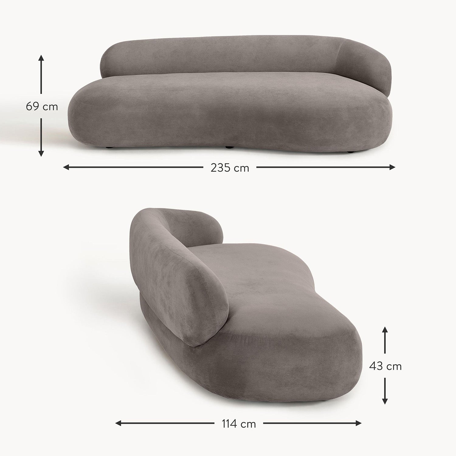 LuxeLounge Contemporary 3 Seater Sofa Dark Grey