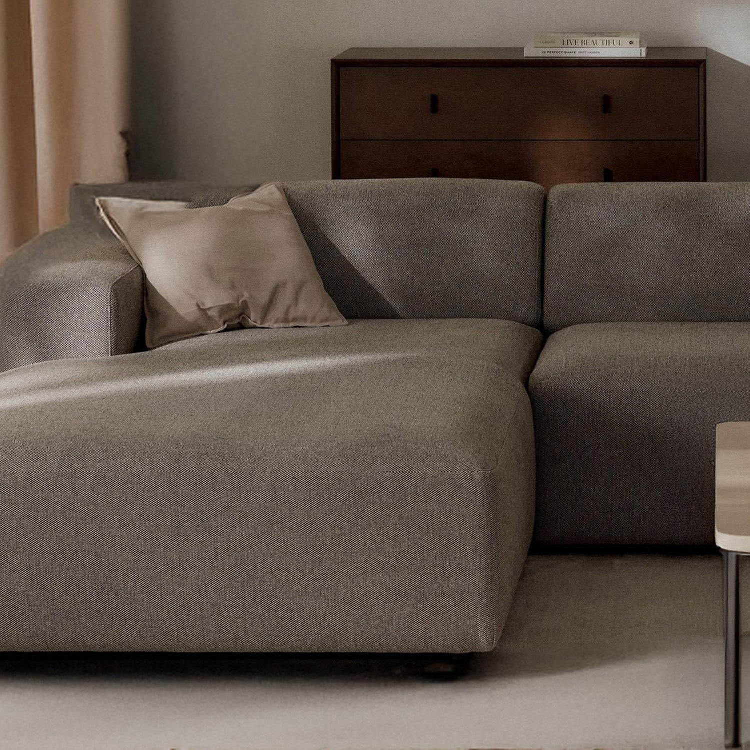 Sophisticated Comfort 3 Seater L Shaped Sofa Beige