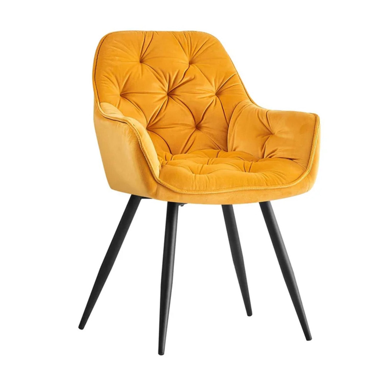 Refined Velvet Dining Designer Chair Yellow