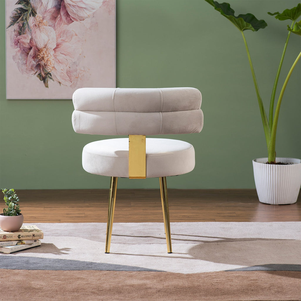 The Beige Dreamboat Velvet Lounge Chair With Gold Legs | Nestroots