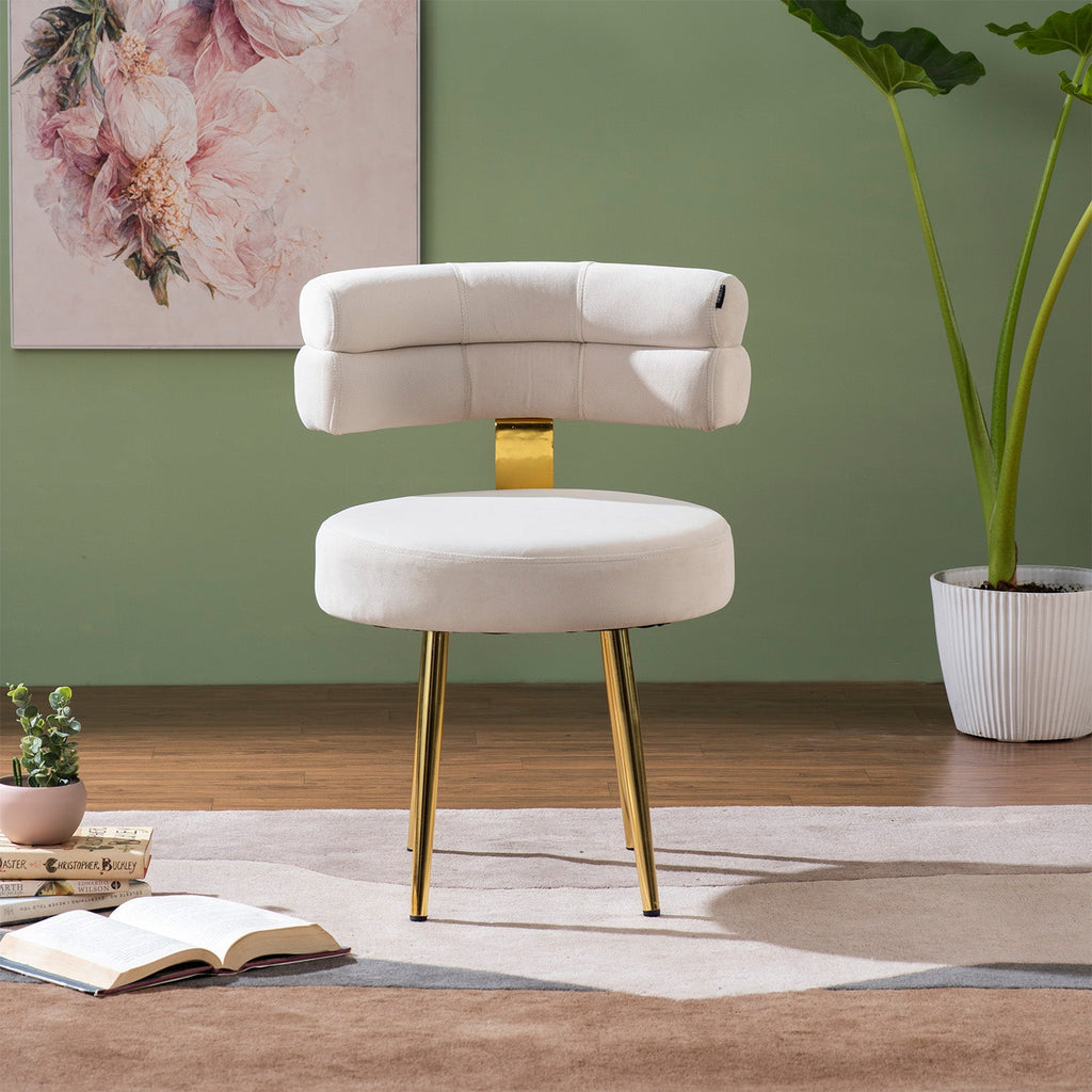 The Beige Dreamboat Velvet Lounge Chair With Gold Legs | Nestroots