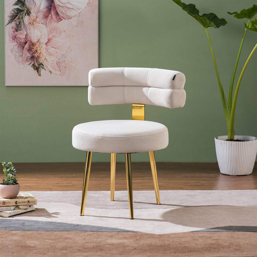 The Beige Dreamboat Velvet Lounge Chair With Gold Legs | Nestroots