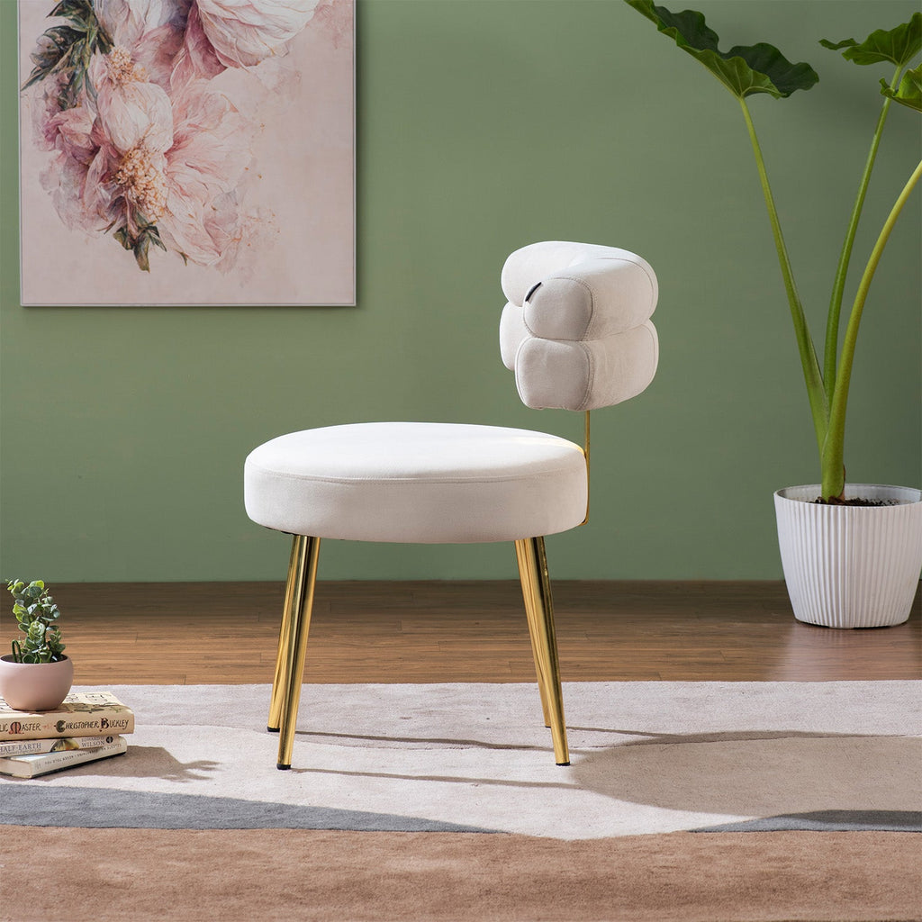 The Beige Dreamboat Velvet Lounge Chair With Gold Legs | Nestroots
