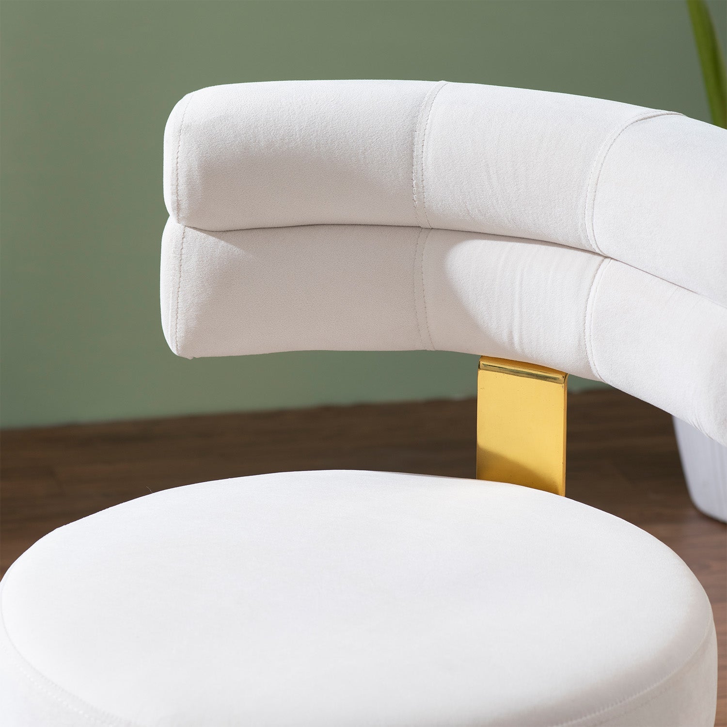 The Beige Dreamboat Velvet Lounge Chair With Gold Legs | Nestroots