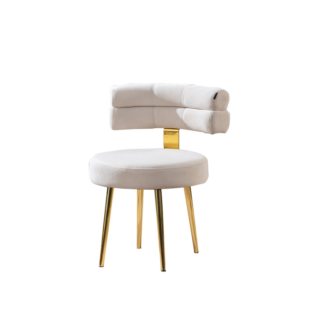 The Beige Dreamboat Velvet Lounge Chair With Gold Legs | Nestroots