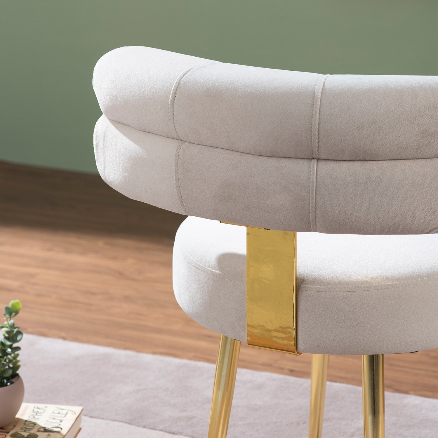 The Beige Dreamboat Velvet Lounge Chair With Gold Legs | Nestroots