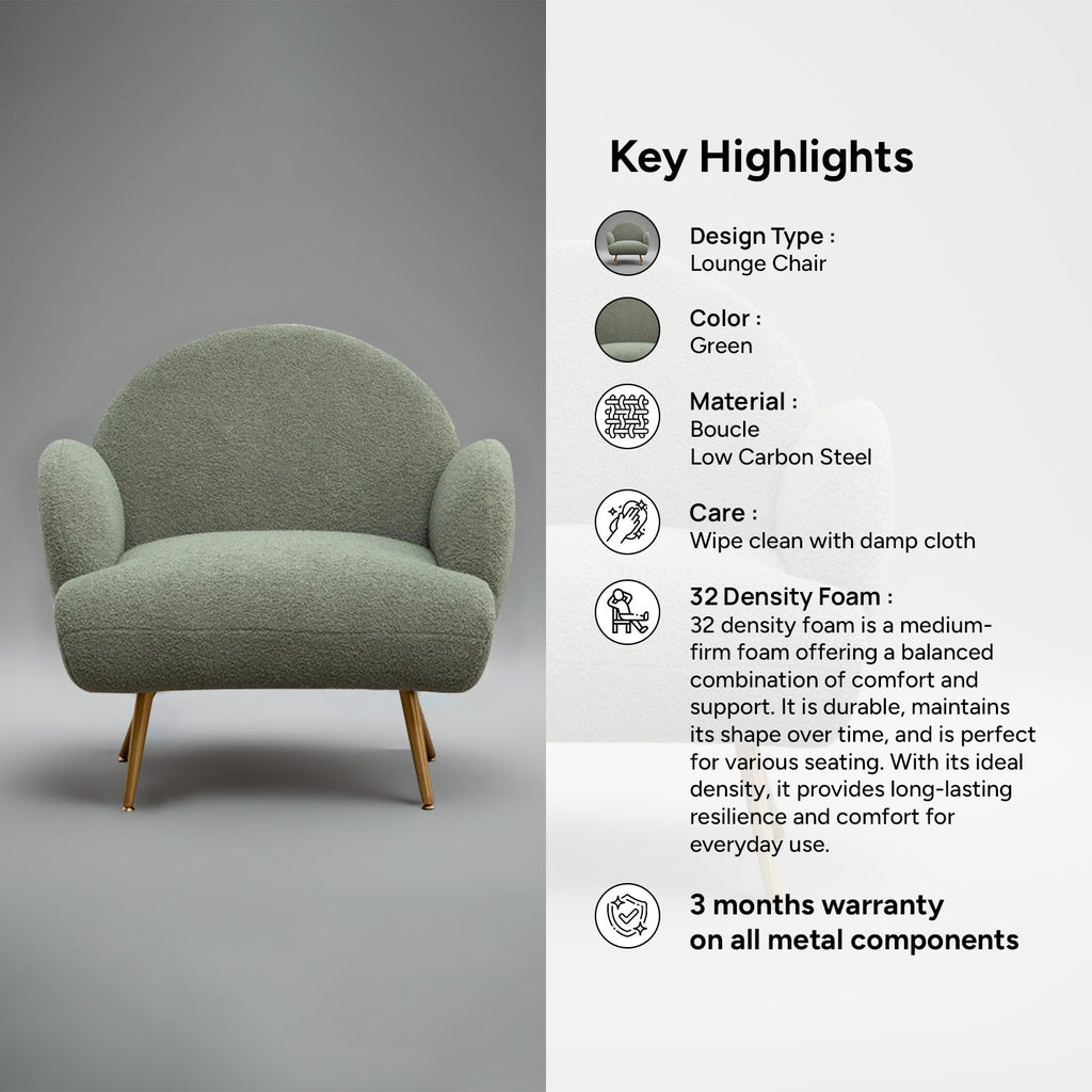 Mellow Loopback Lounge ArmChair in Green Color | Nestroots