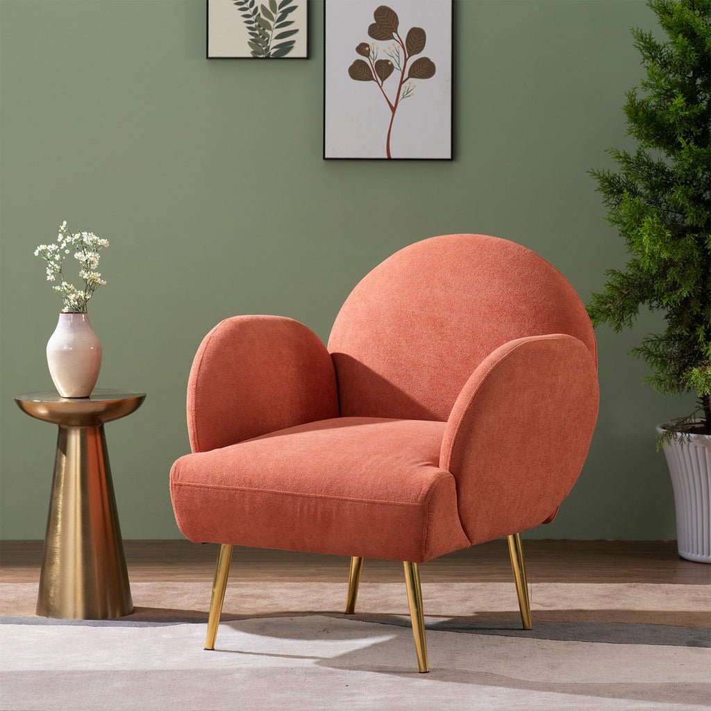 Sunshine Daydream Boucle Lounge Armchair in Orange Color | Nestroots