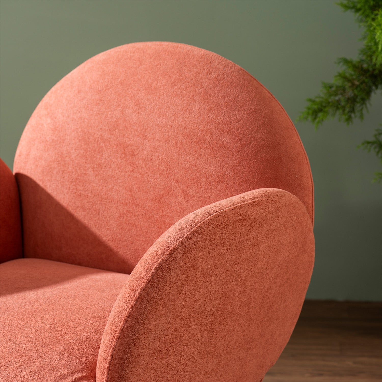 Sunshine Daydream Boucle Lounge Armchair in Orange Color | Nestroots