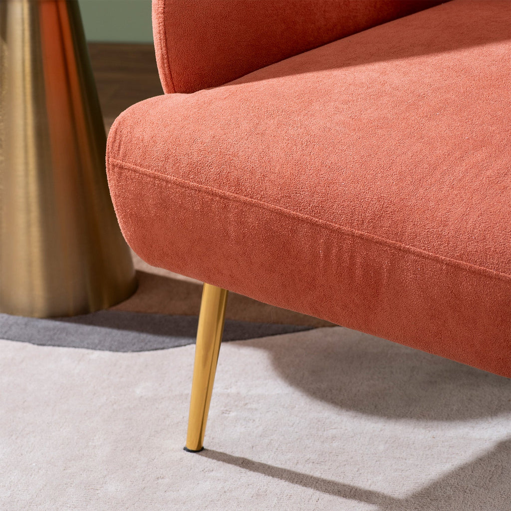 Sunshine Daydream Boucle Lounge Armchair in Orange Color | Nestroots
