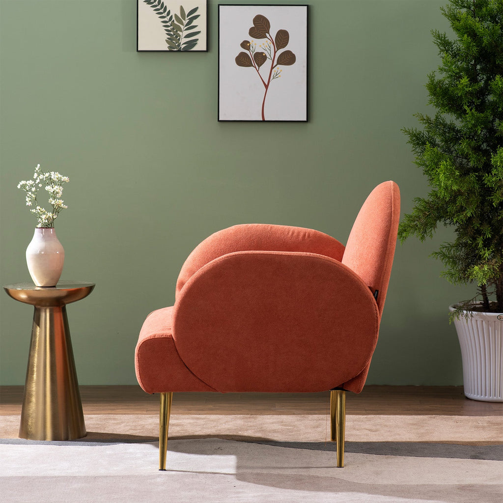 Sunshine Daydream Boucle Lounge Armchair in Orange Color | Nestroots