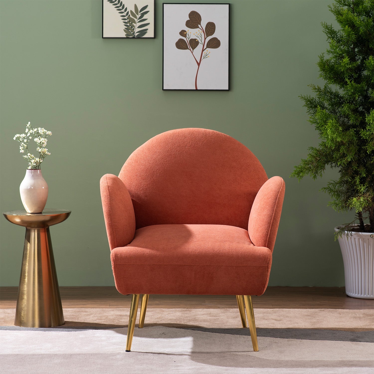 Sunshine Daydream Boucle Lounge Armchair in Orange Color | Nestroots