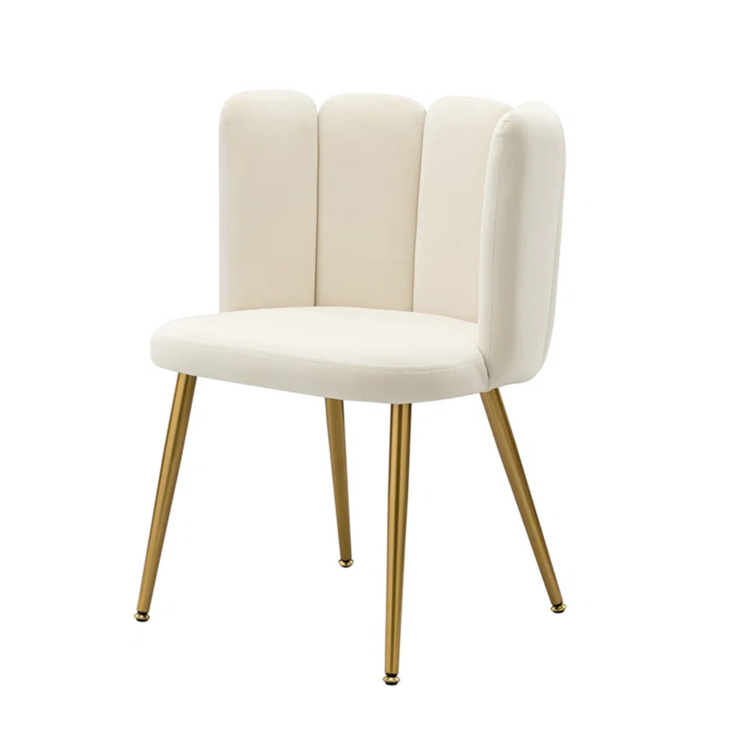 Elegant Velvet Petal Back Chair White