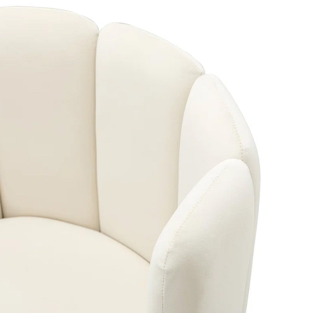 Elegant Velvet Petal Back Chair White