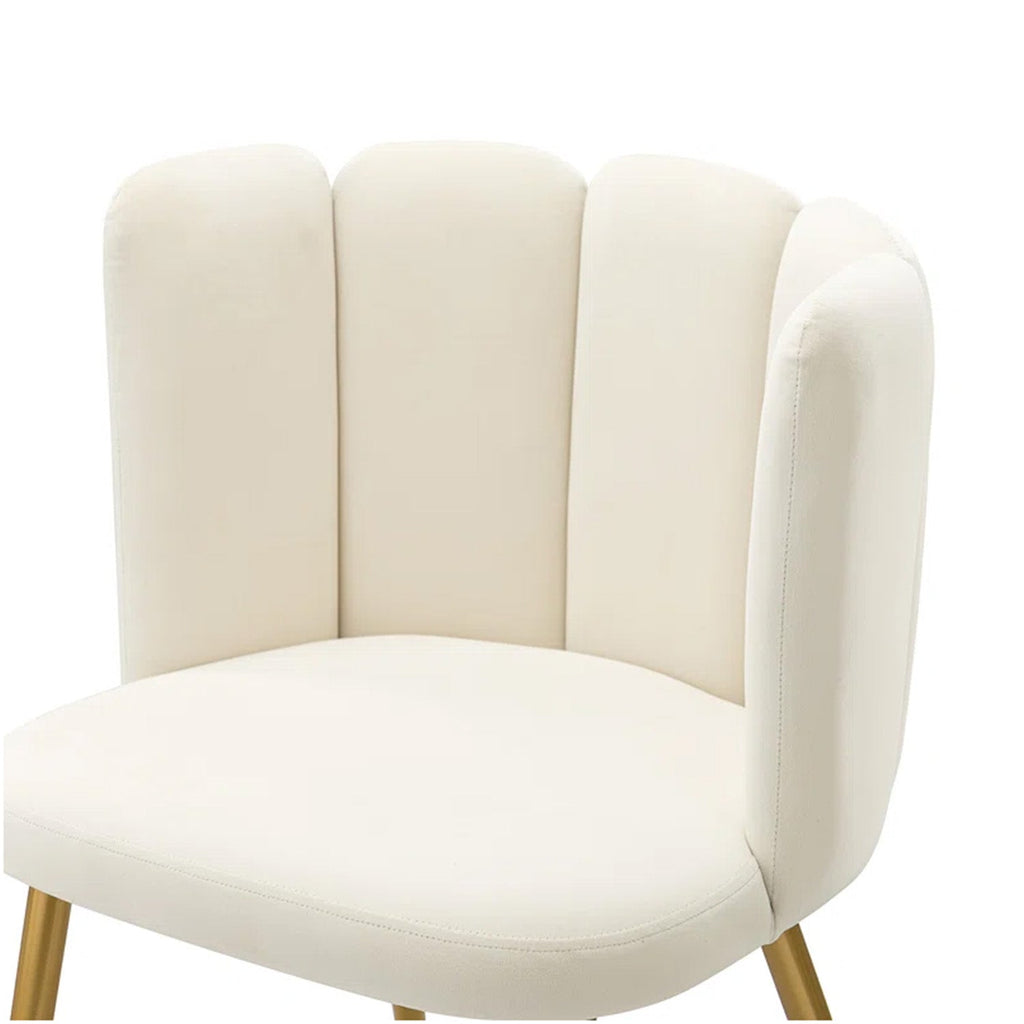 Elegant Velvet Petal Back Chair White