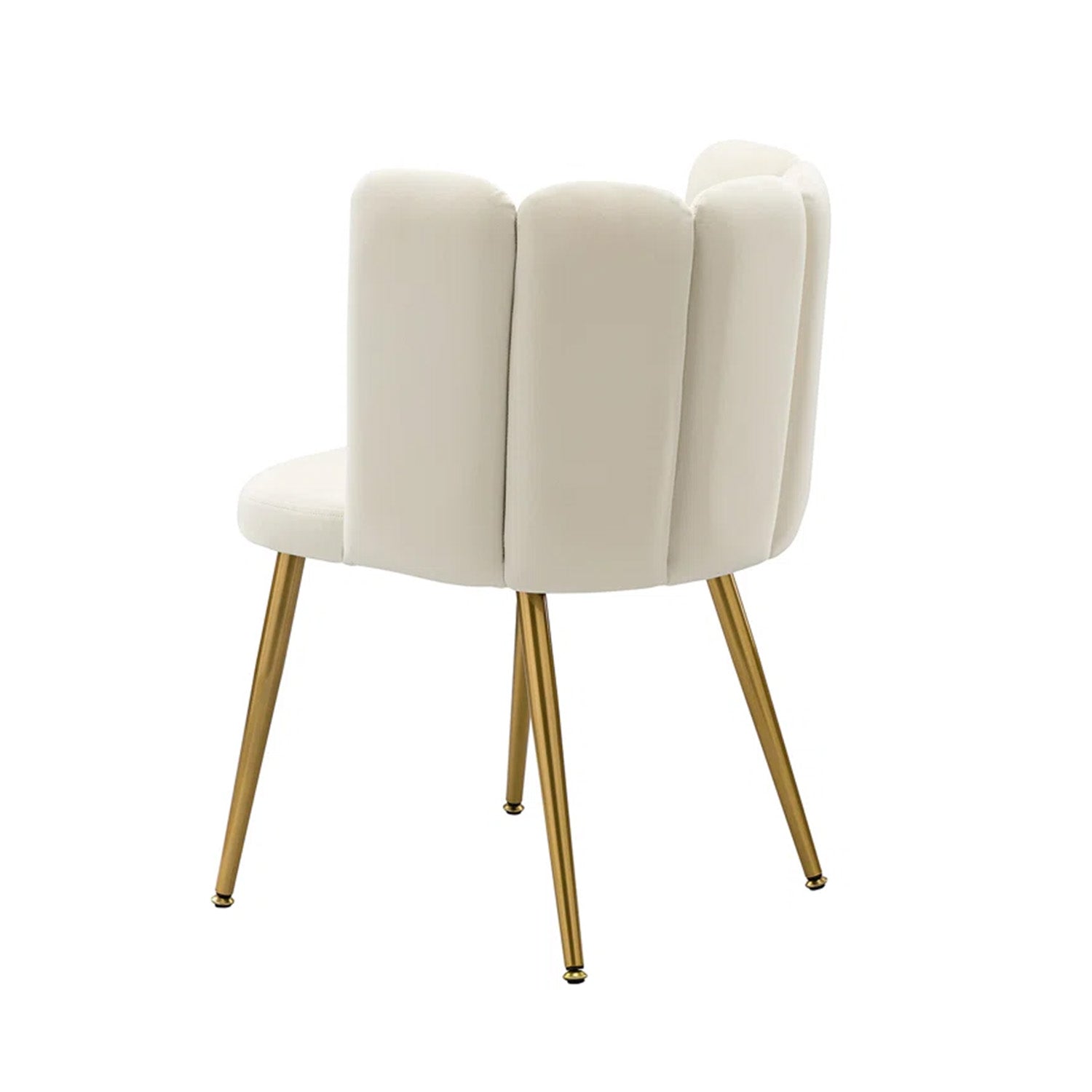 Elegant Velvet Petal Back Chair White