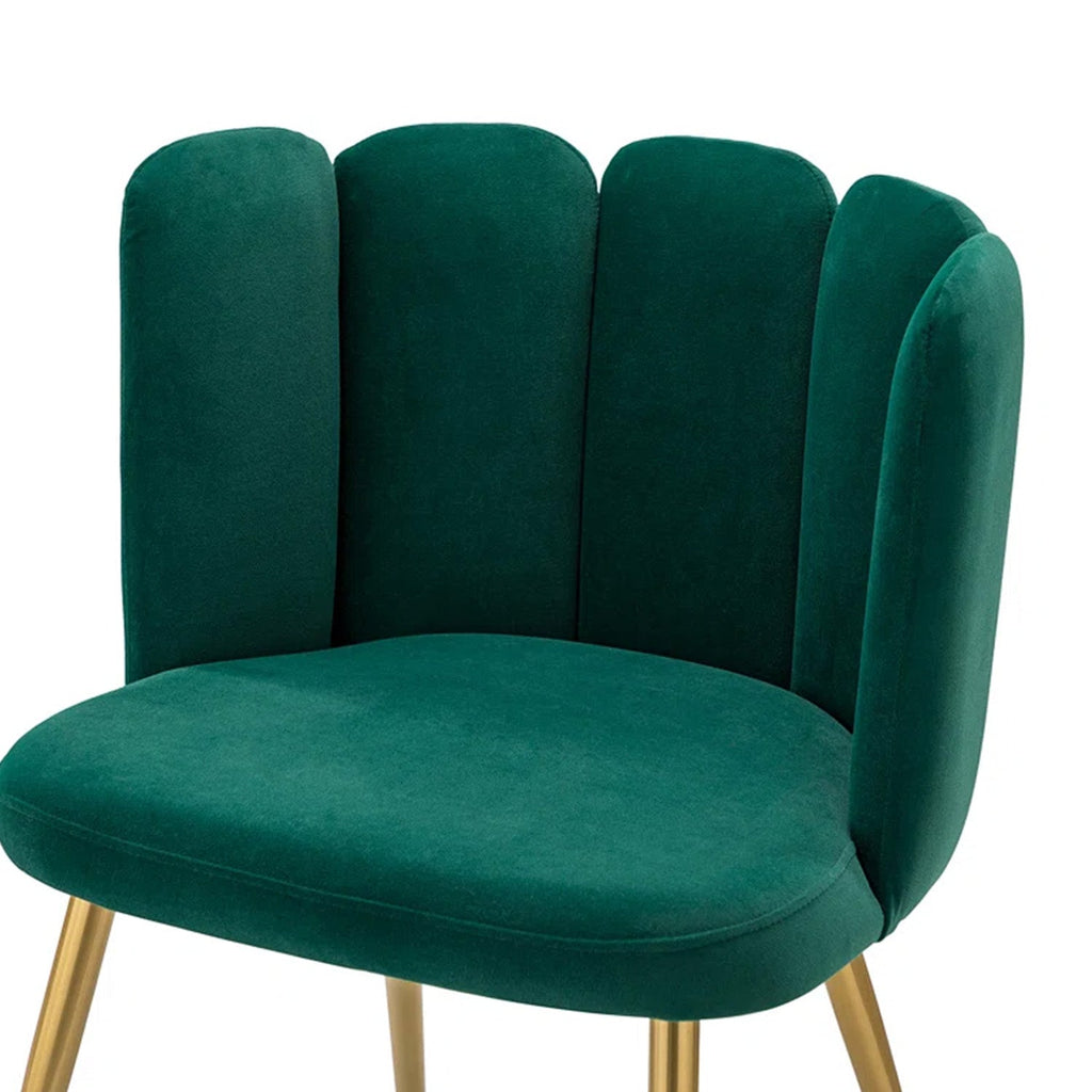 Elegant Velvet Petal Back Chair Green